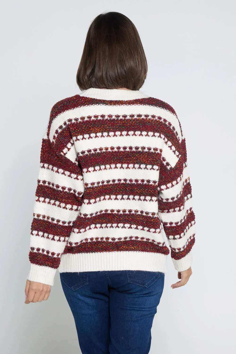 Mali Jumper  - Cream/Burgundy