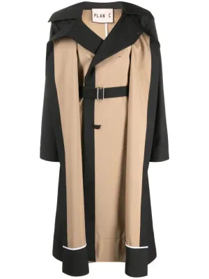 Mantel two-tone belted trench coat