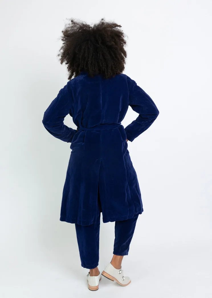 Manuelle Guibal Blue Velvet Trench