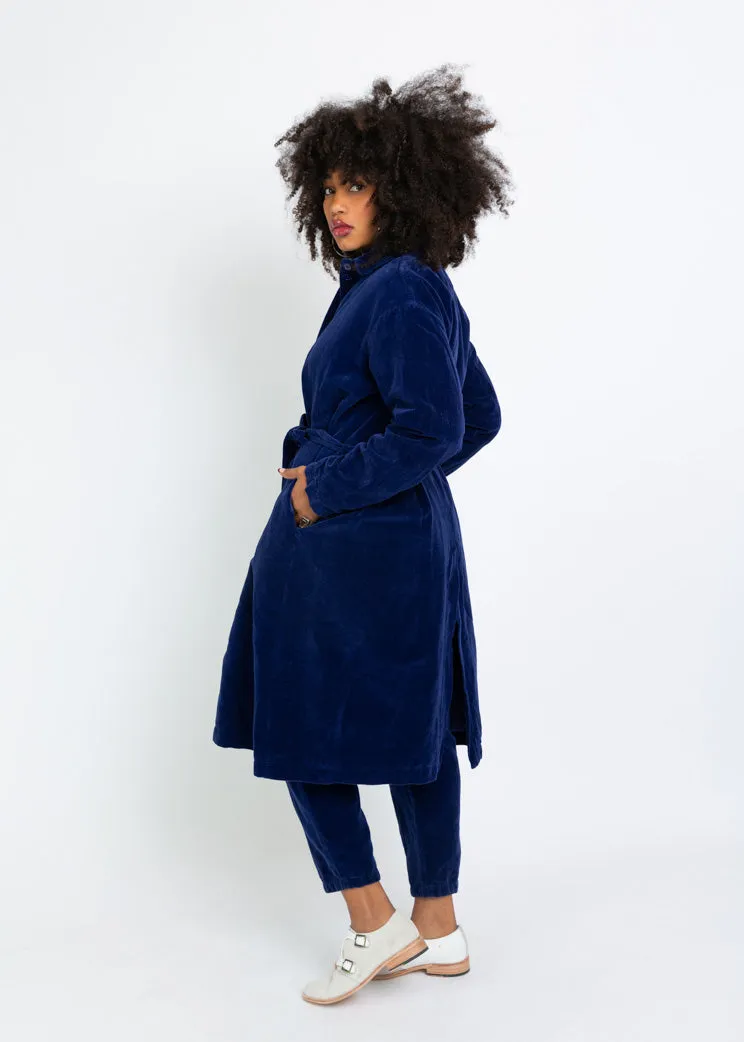 Manuelle Guibal Blue Velvet Trench