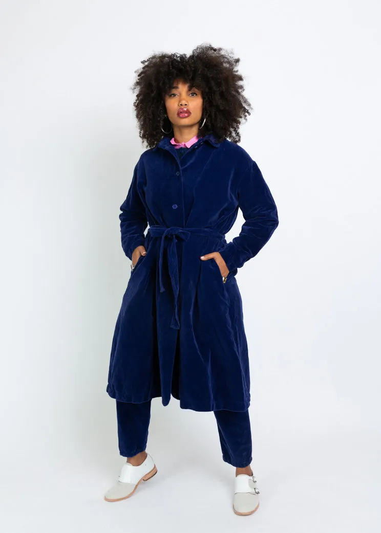 Manuelle Guibal Blue Velvet Trench