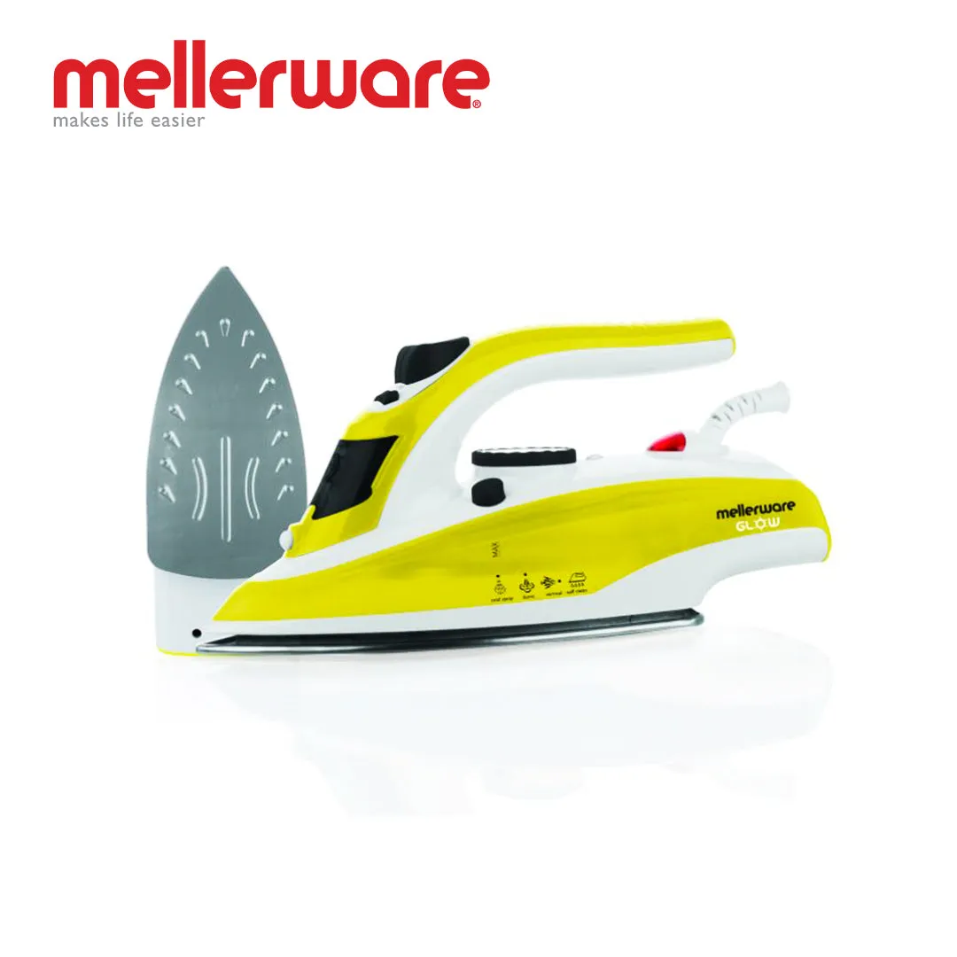 mellerware iron dry/steam/spray 2200w s/steel "glow"