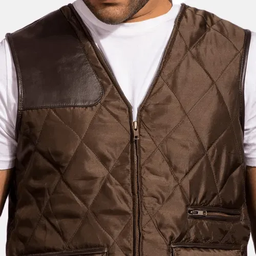 Mens Hybridge Quilted Brown Vest