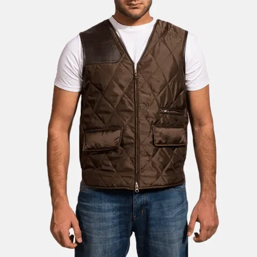 Mens Hybridge Quilted Brown Vest