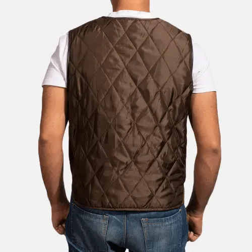 Mens Hybridge Quilted Brown Vest