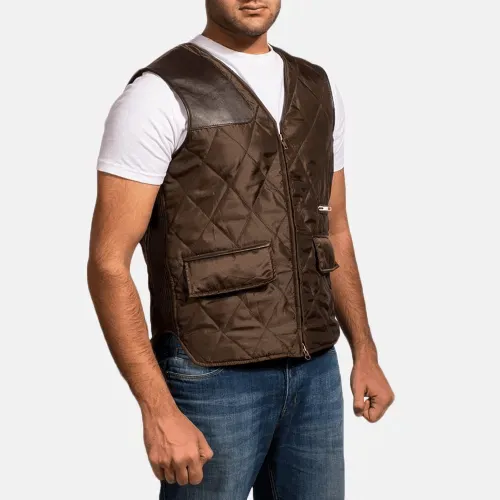 Mens Hybridge Quilted Brown Vest