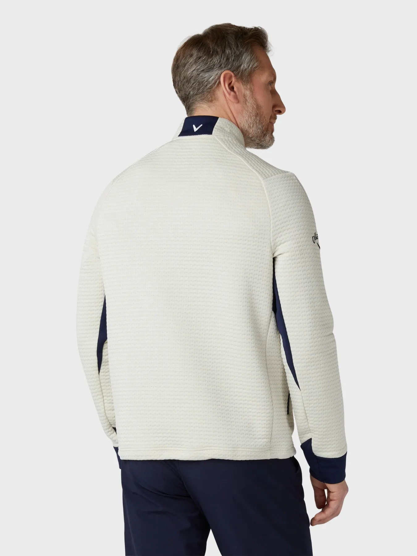 Men's Midweight Textured 1/4 Zip Fleece In Oatmeal