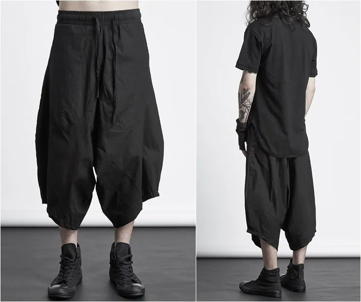 Mens Sarouel Pants - Low Big Drop Crotch Cotton Blend Jogging Pants // Handmade Track Trouser Pants