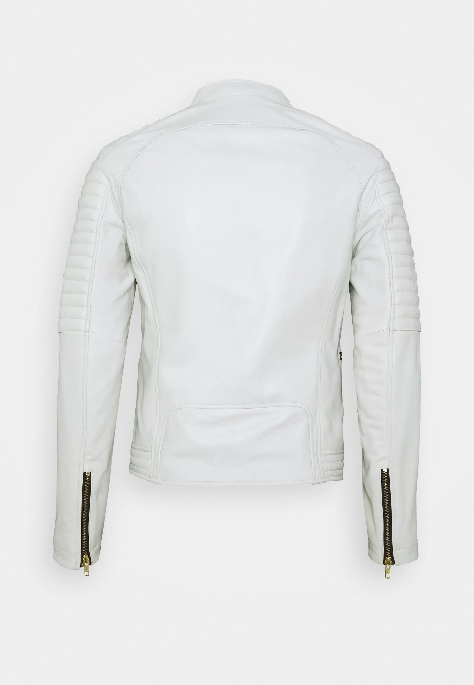 Men's White Leather Biker Jacket