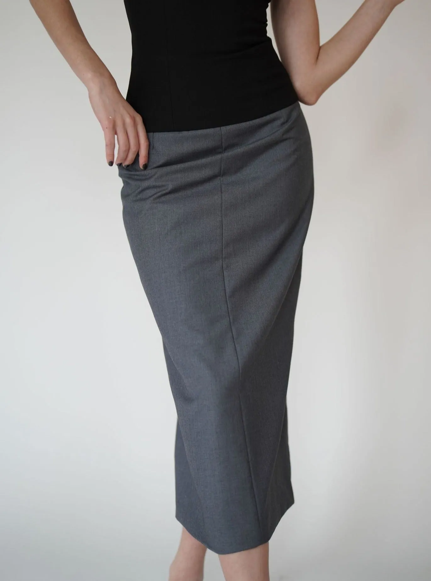 Midi Grey Pencil Skirt