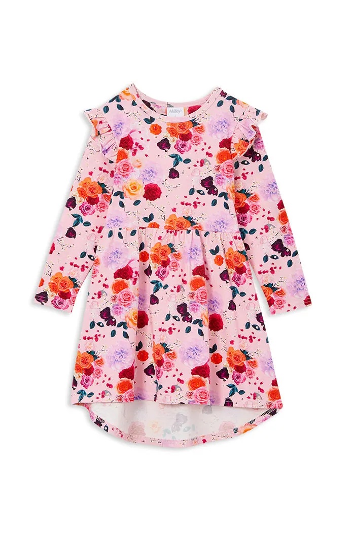 MILKY ROSE GARDEN HI LO DRESS