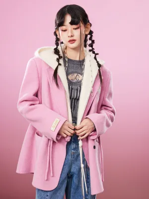 MUKZIN Gray/Pink Lively Double-faced Woolen Coat