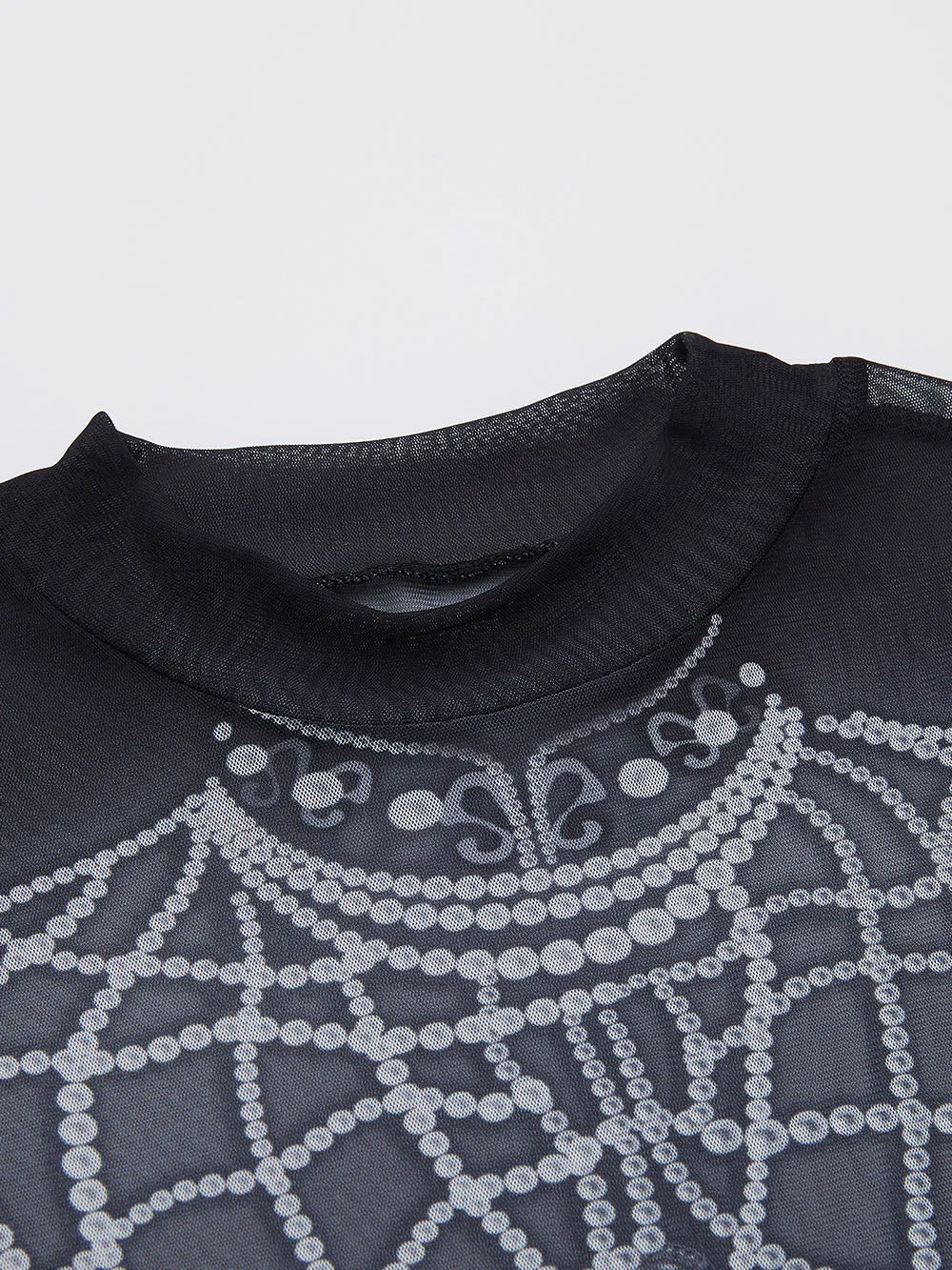 MUKZIN Linglong "Pearl" Printed Base Layer See-through Gauze Top