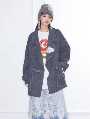 MUKZIN Linglong“Winter Snow”Heavyweight Reversible Wool Coat