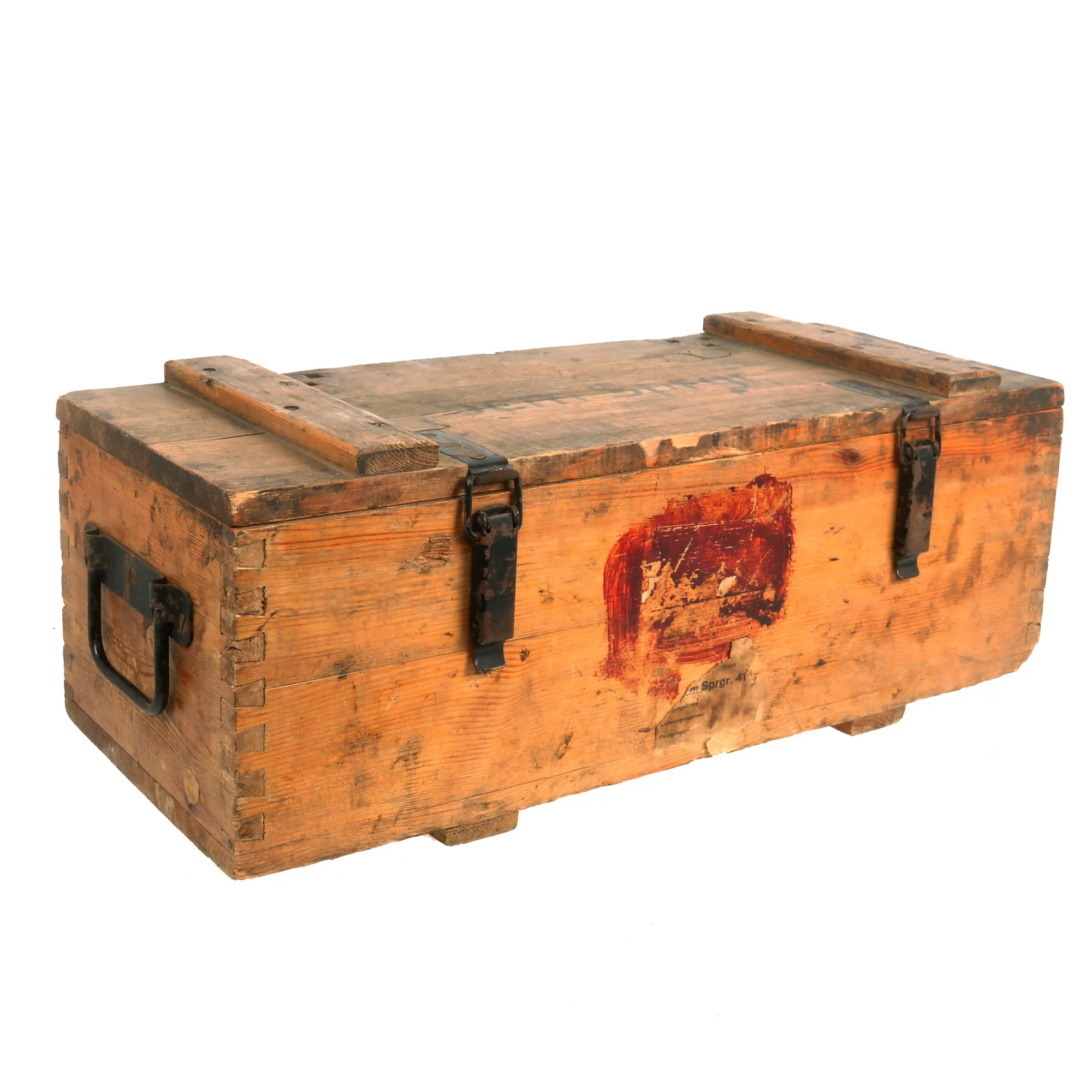 Original German WWII 5cm Sprgr. 41 L'spur. High Explosive 30 Round Ammunition Crate with Markings