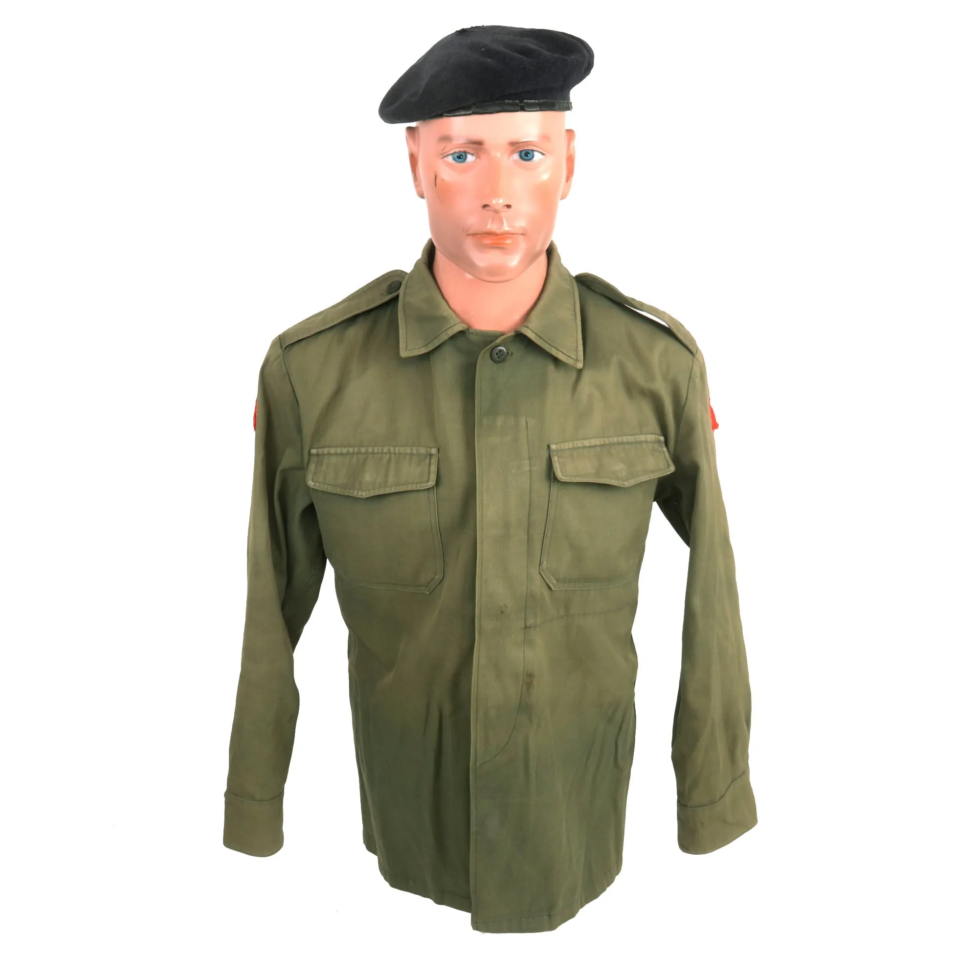 Original Persian Gulf War Iraqi Ministry of Defense Green Uniform Set With Beret - Formerly Part of the A.A.F. Tank Museum