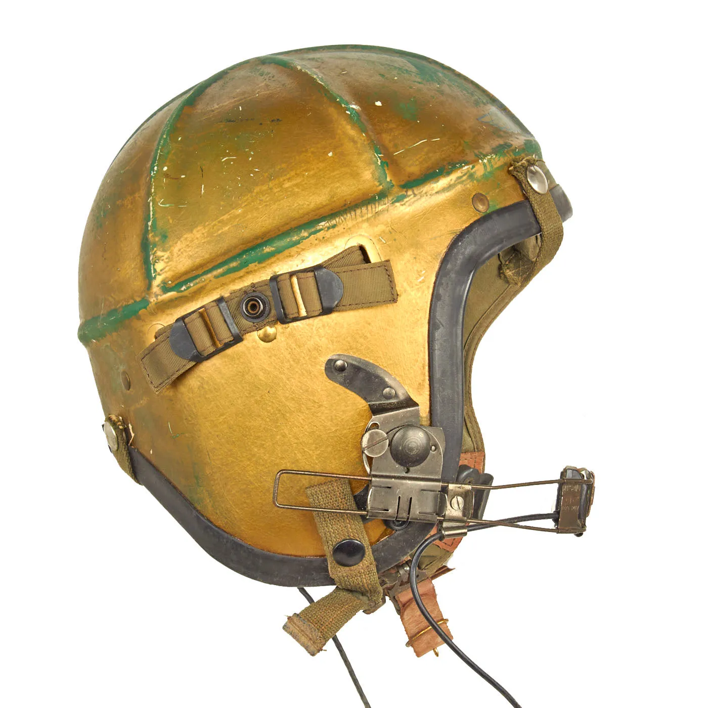 Original U.S. Korean War Era Named US Navy 1950s Gentex H-3 Flight Helmet with Boom Mic and Helmet Bag - Extra Large