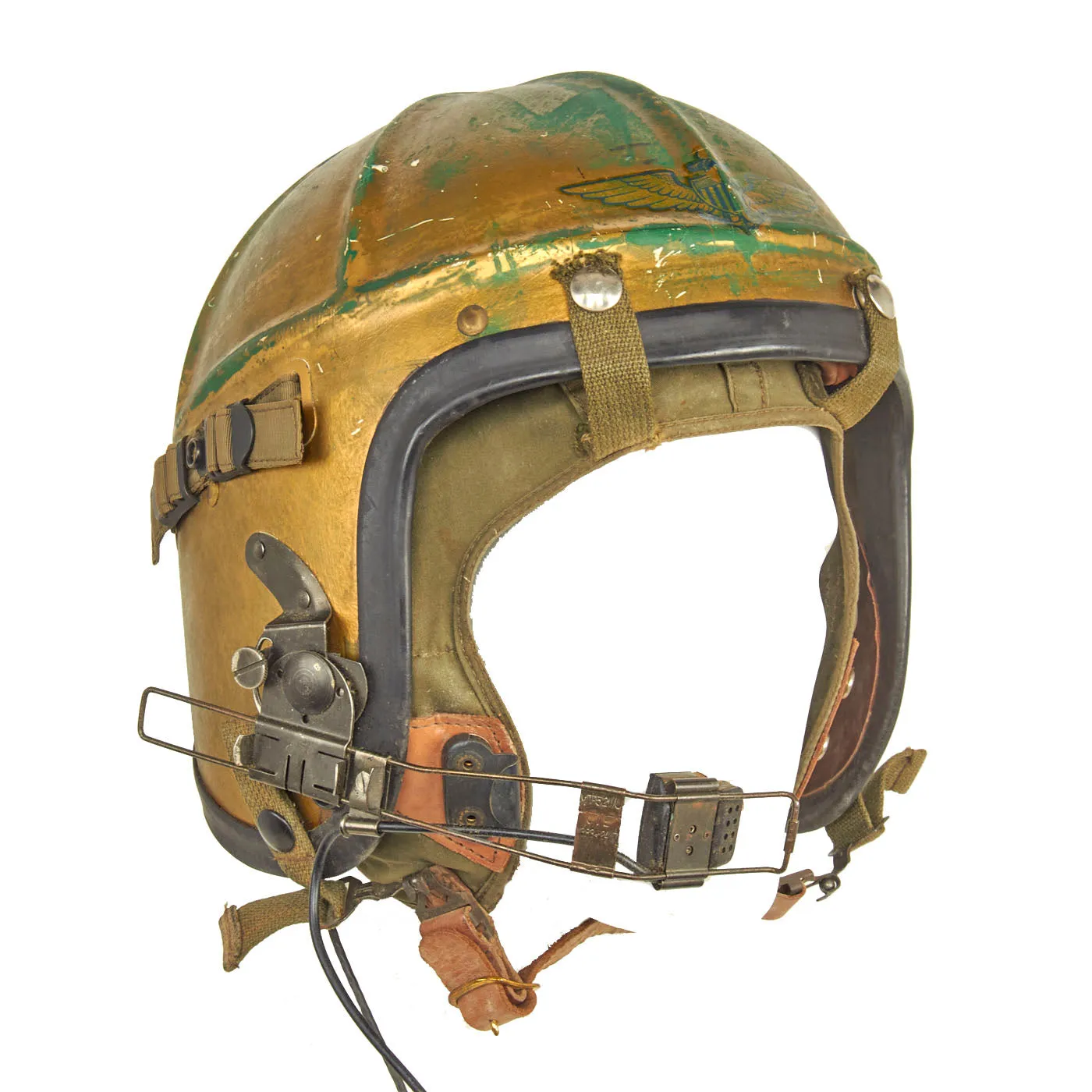 Original U.S. Korean War Era Named US Navy 1950s Gentex H-3 Flight Helmet with Boom Mic and Helmet Bag - Extra Large