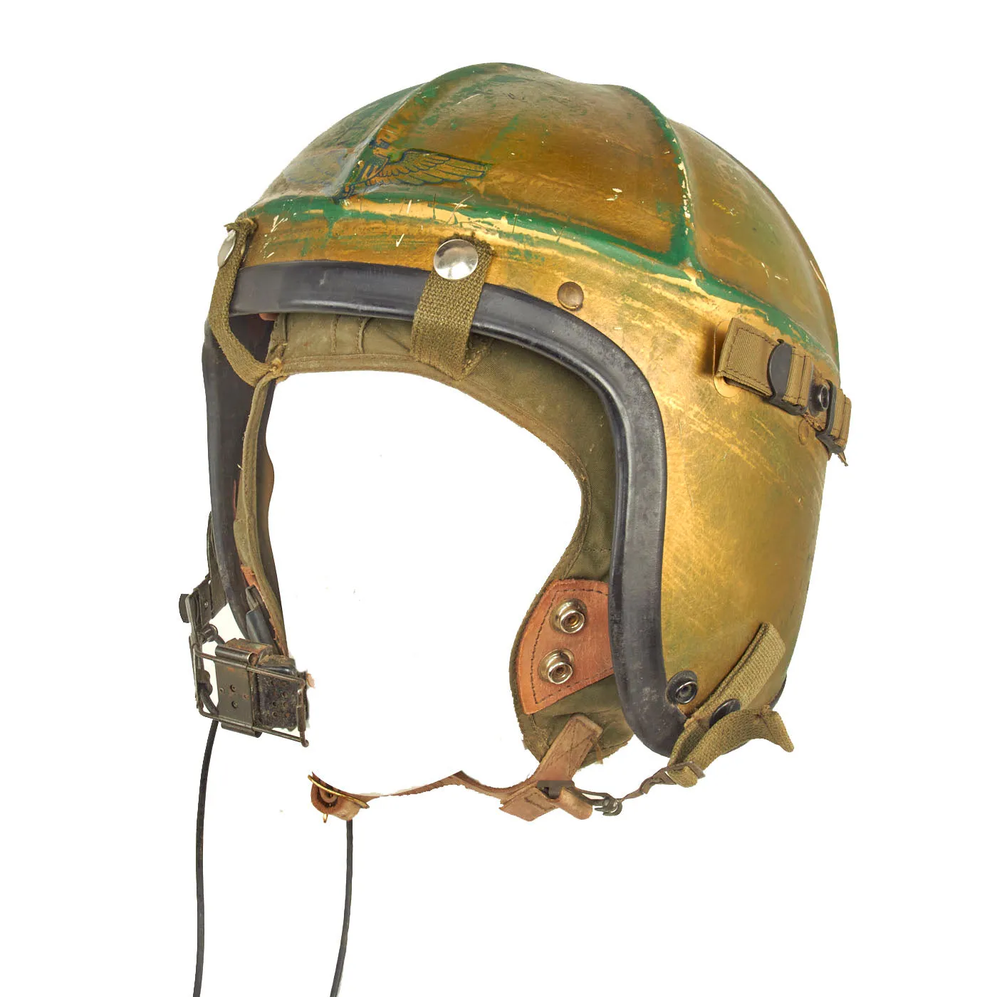 Original U.S. Korean War Era Named US Navy 1950s Gentex H-3 Flight Helmet with Boom Mic and Helmet Bag - Extra Large