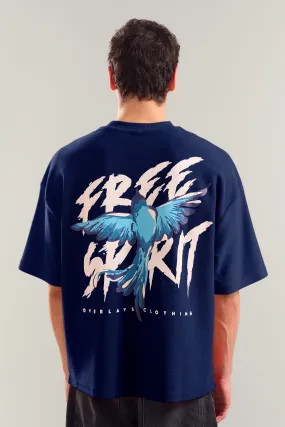 Oversized Free Spirit Arc Navy T-shirt - Heavy Weight