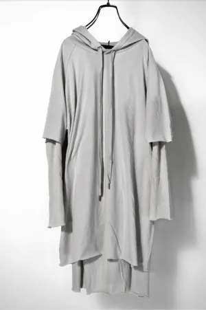 Oversized Hoodie With Double Sleeve In Charcoal Marl