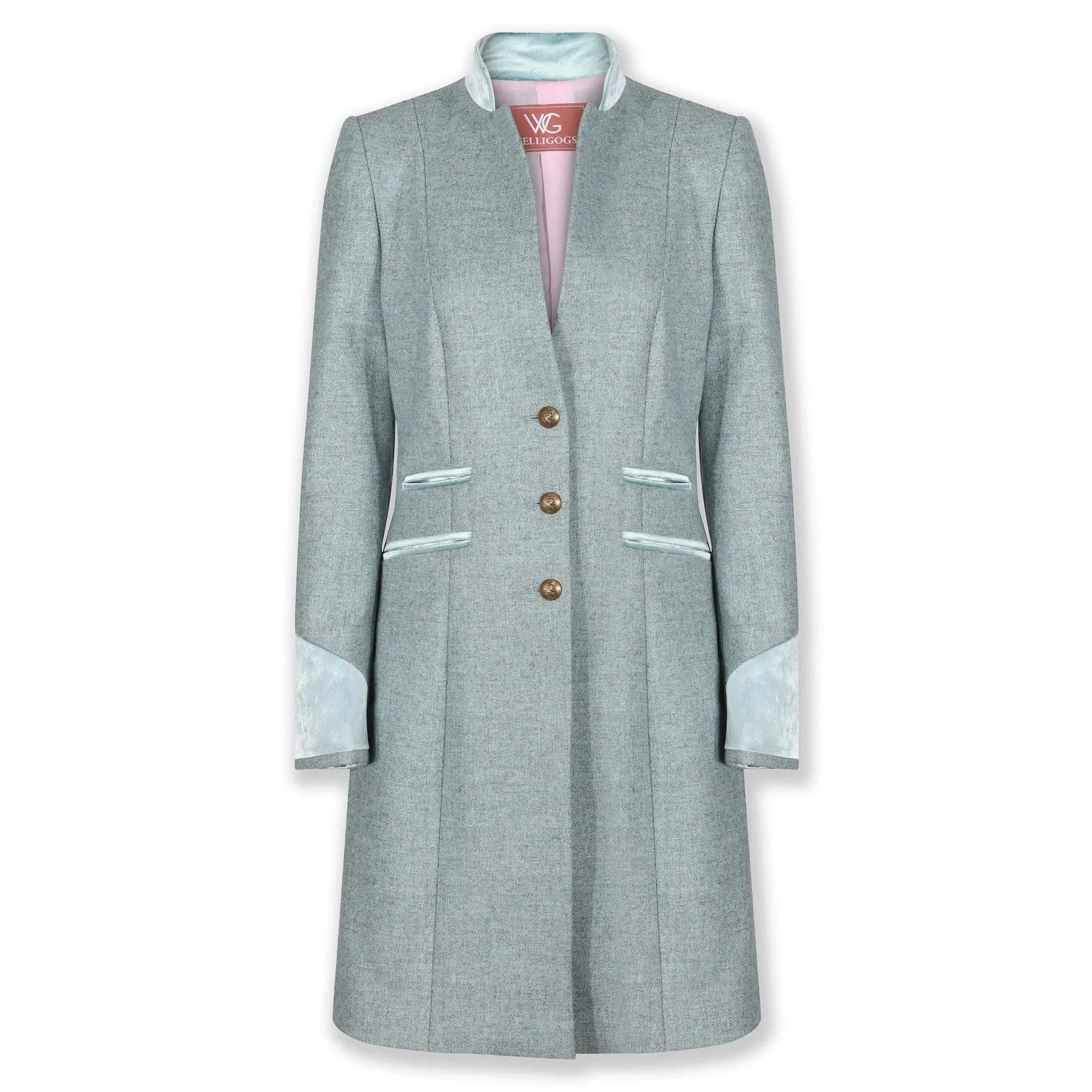 Oxford Duck Egg Blue Wool Coat