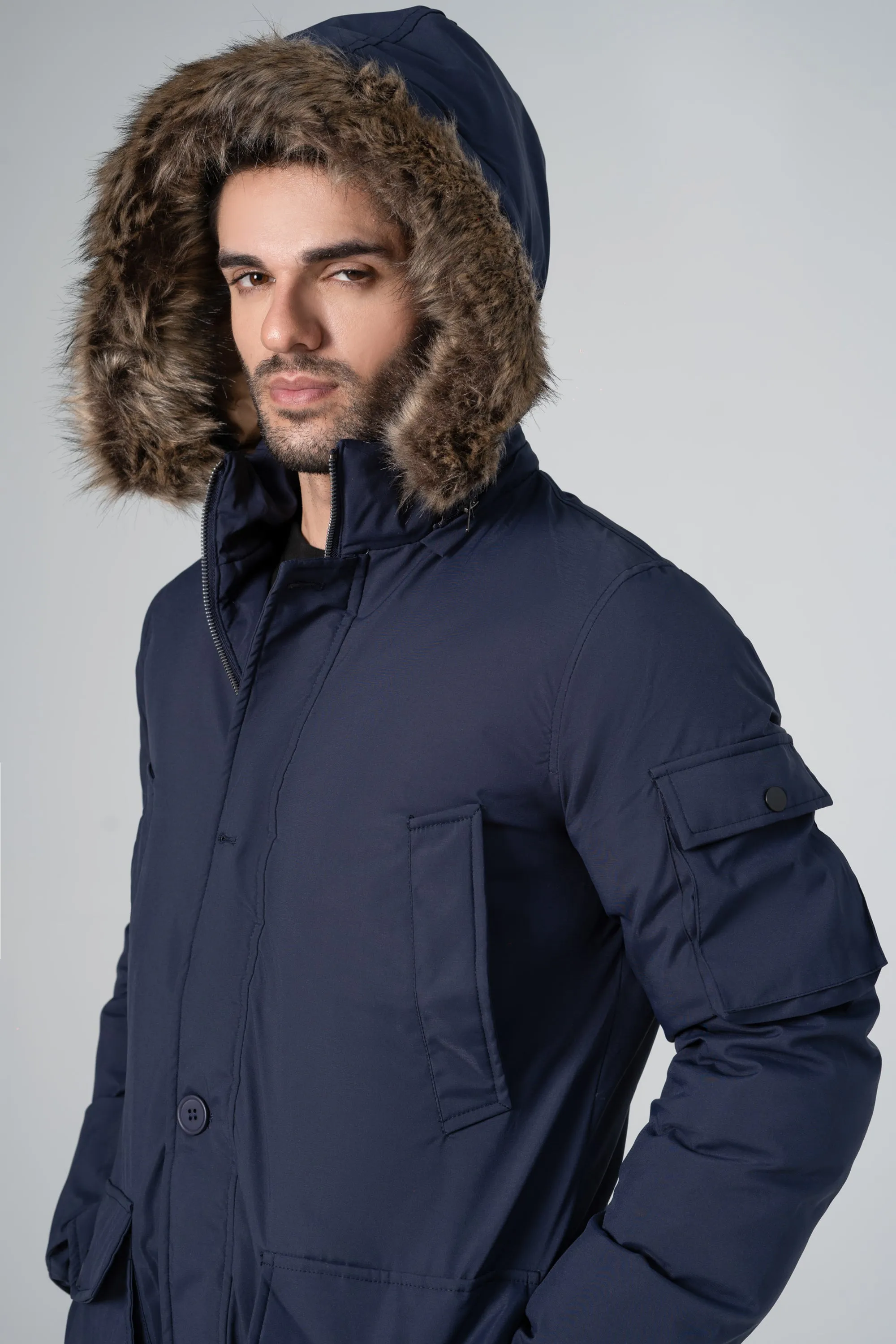 PARKA FAUX FUR JACKET NAVY