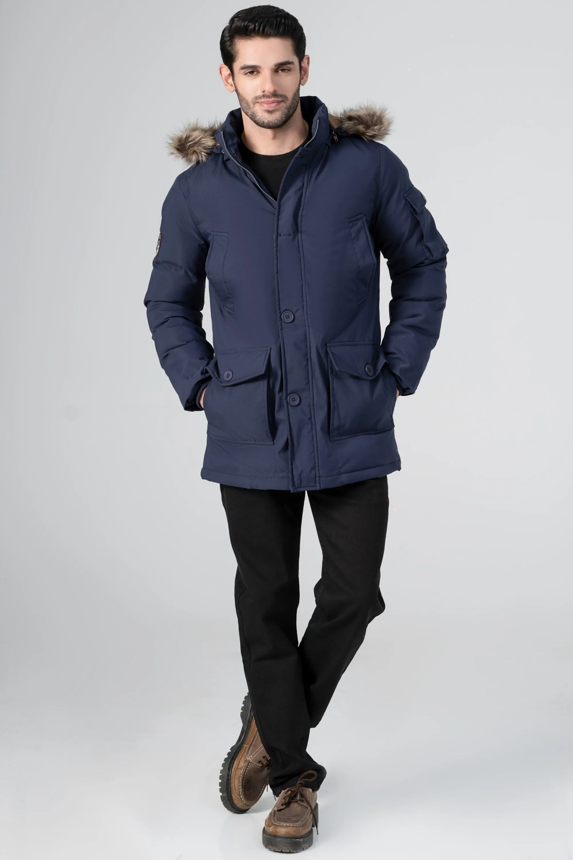 PARKA FAUX FUR JACKET NAVY