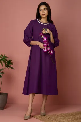 peasant sleeve dress - Amethyst & Softness