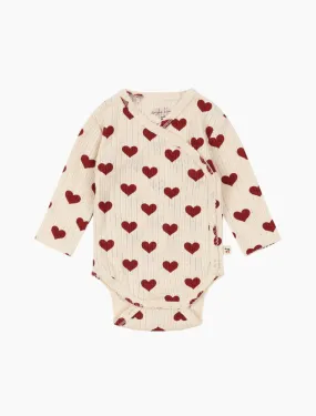 Pointelle Minnie Kimono Bodysuit in Amour Rouge