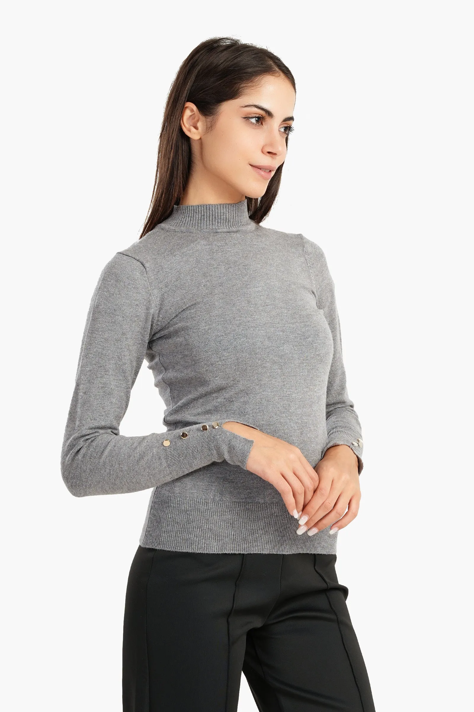 Pullover with Cuff Slits