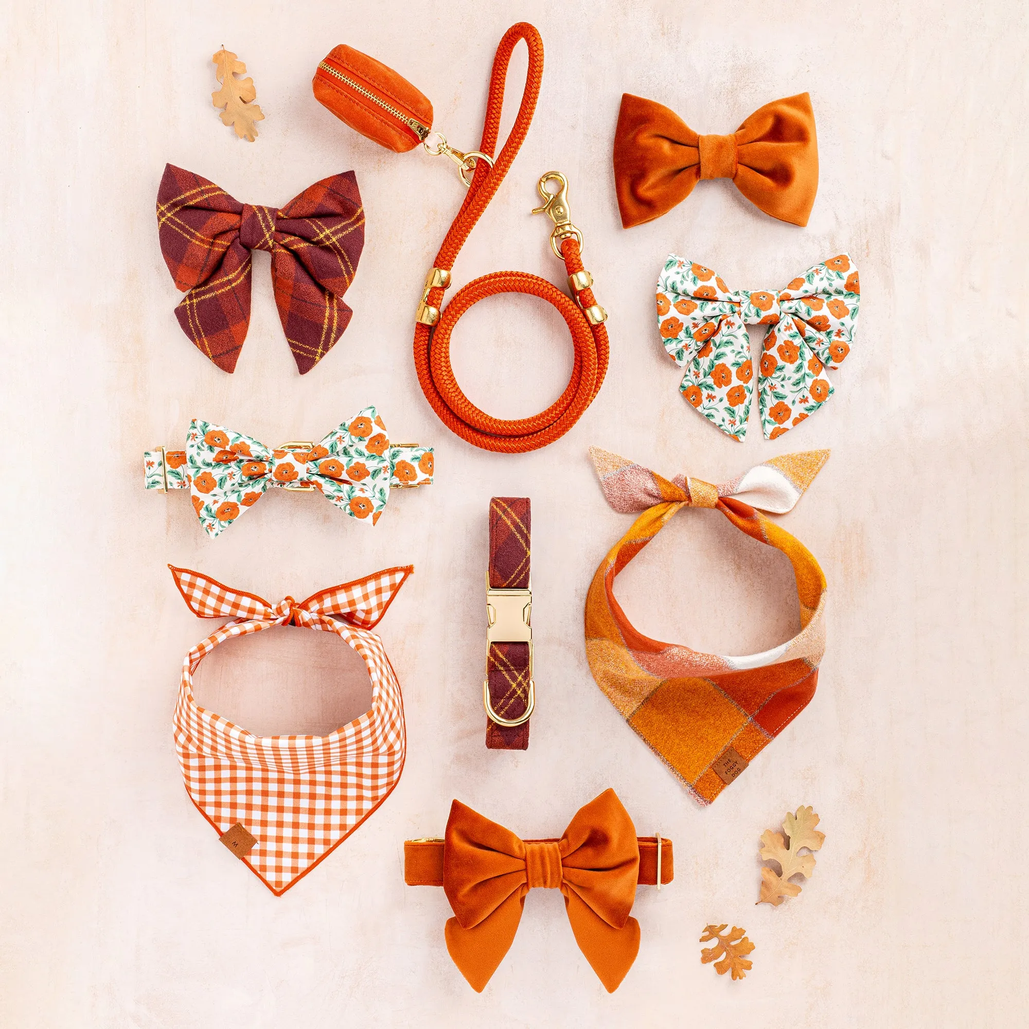 Pumpkin Velvet Lady Bow Collar