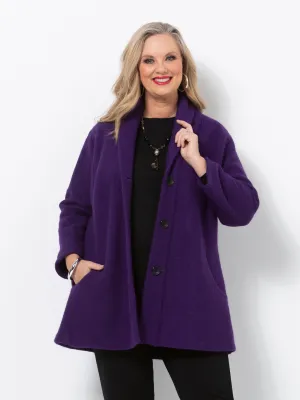 Purple Furpile Roll Collar Jacket