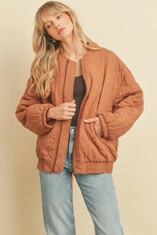 Quilted Light Puff Bomber Jacket