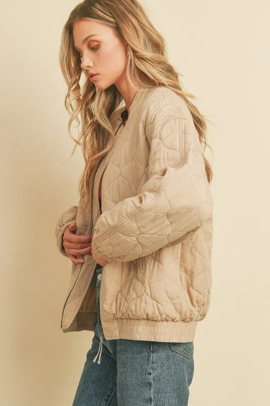 Quilted Light Puff Bomber Jacket