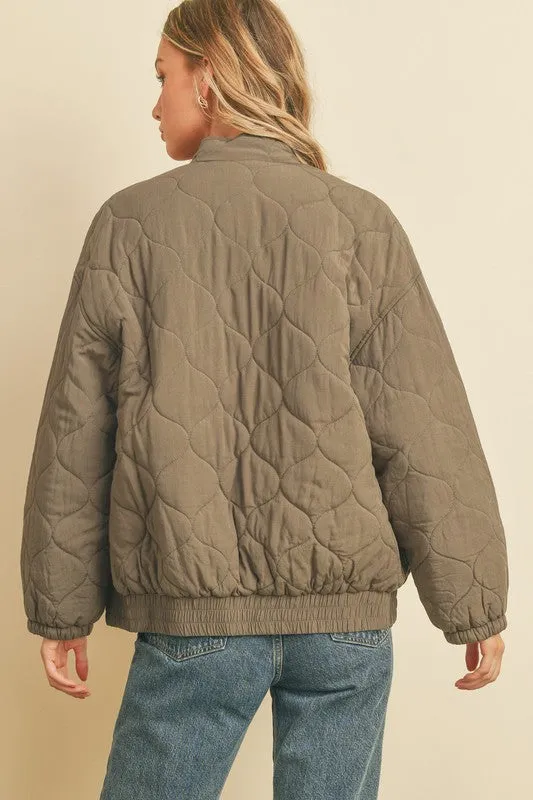 Quilted Light Puff Bomber Jacket