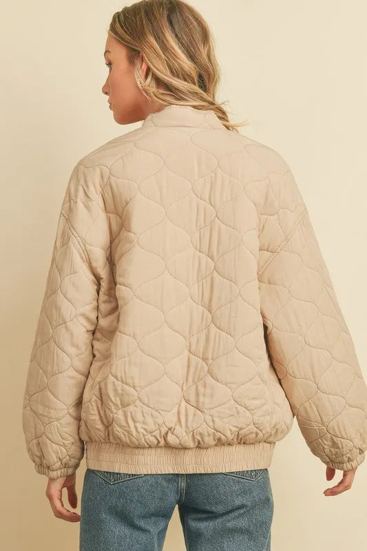 Quilted Light Puff Bomber Jacket