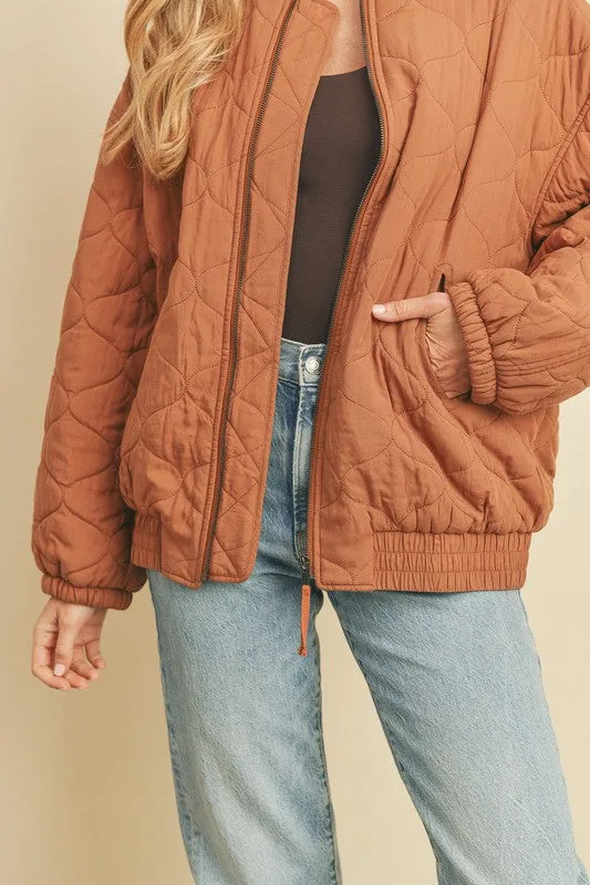 Quilted Light Puff Bomber Jacket