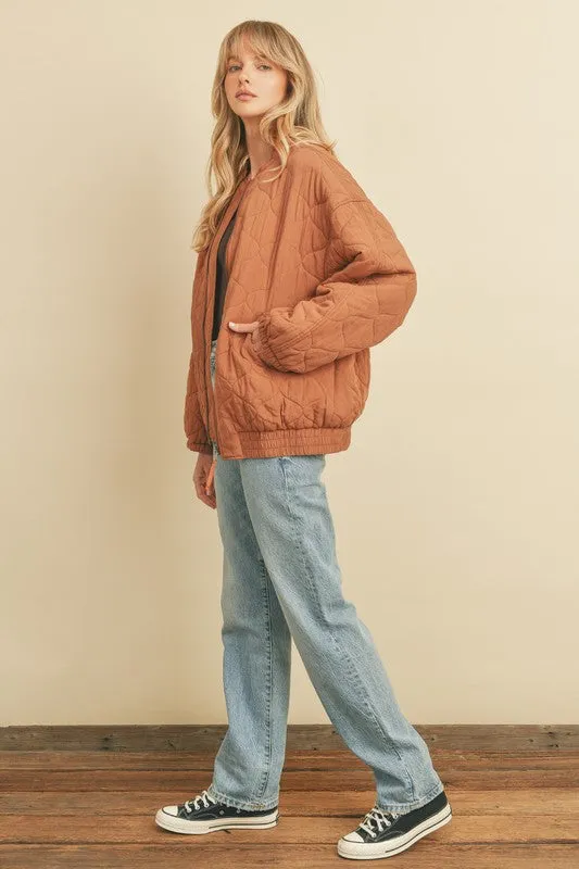 Quilted Light Puff Bomber Jacket