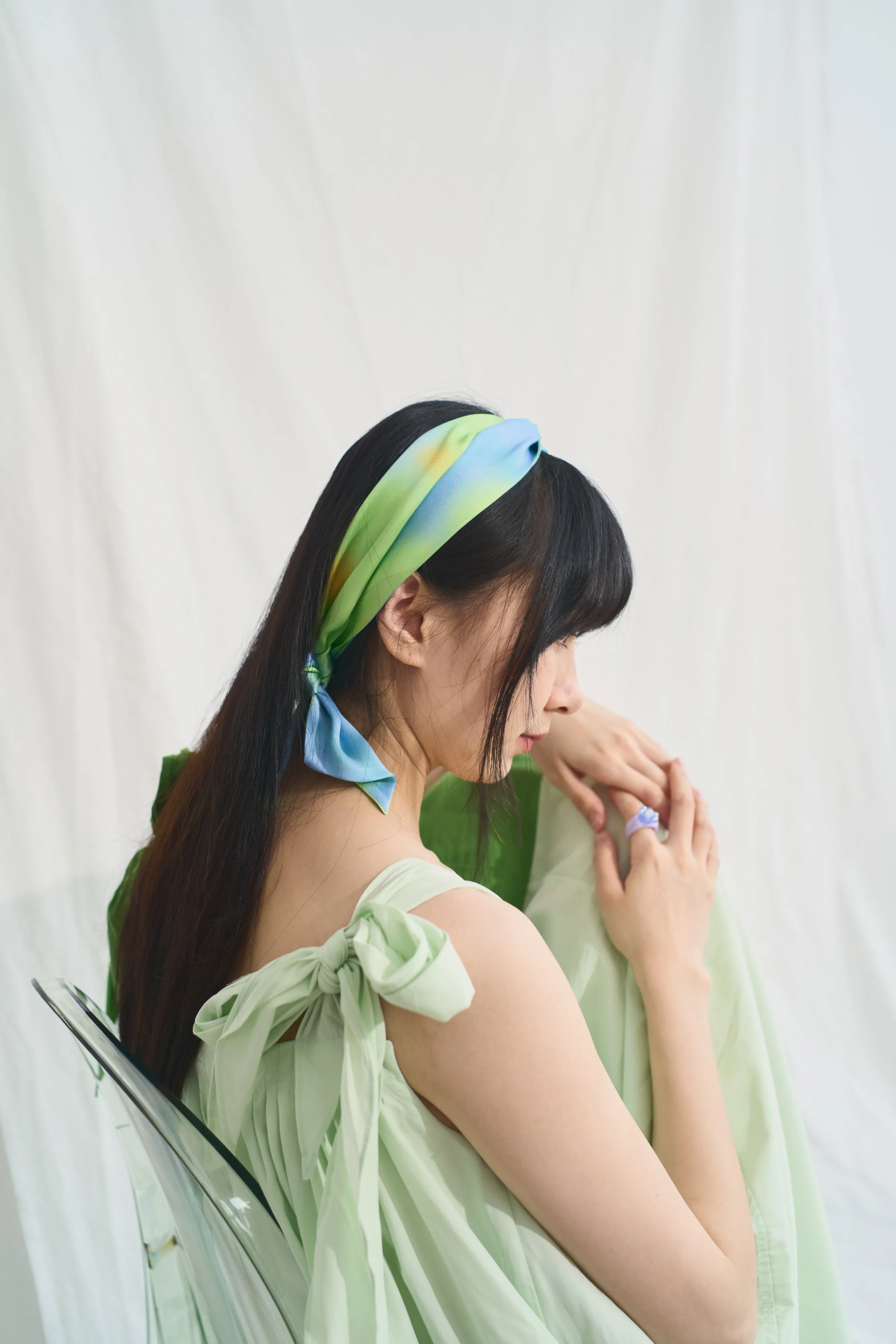 "Day Dream" Silk Neck Scarf - Green