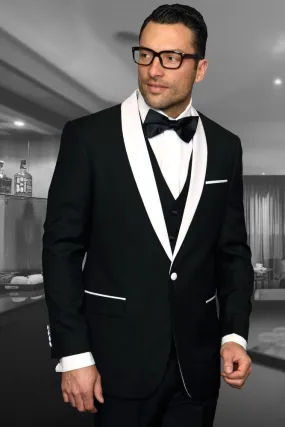 "Encore" Black 1-Button Shawl Tuxedo (4-Piece Set)