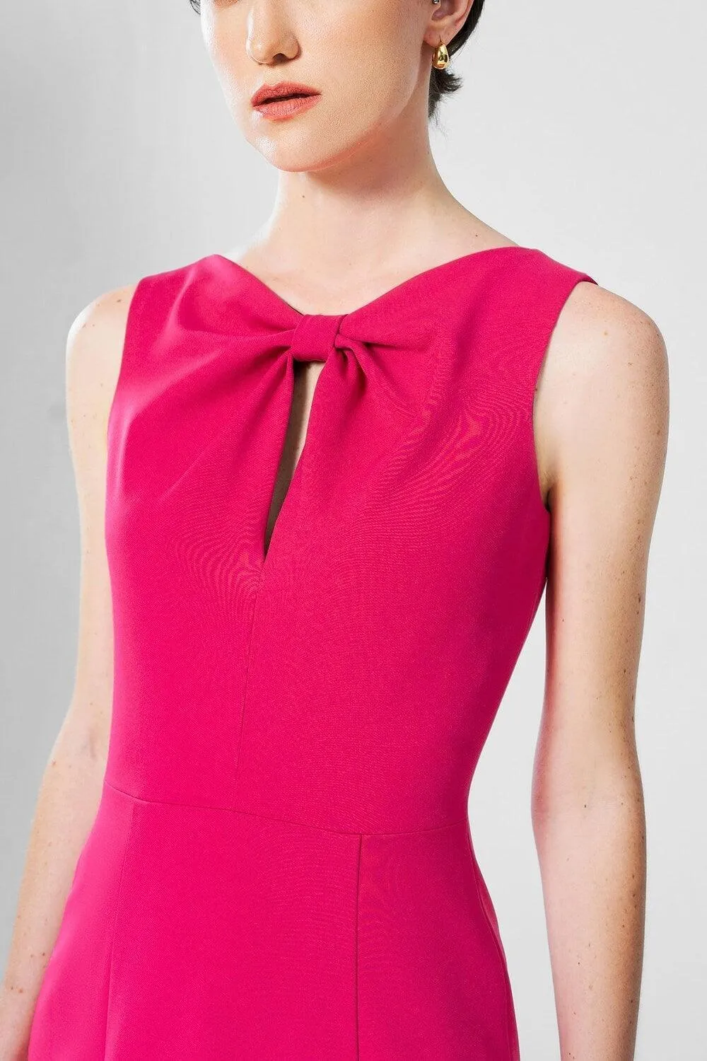 Rebel Pencil Bow Tie Crepe Midi Dress