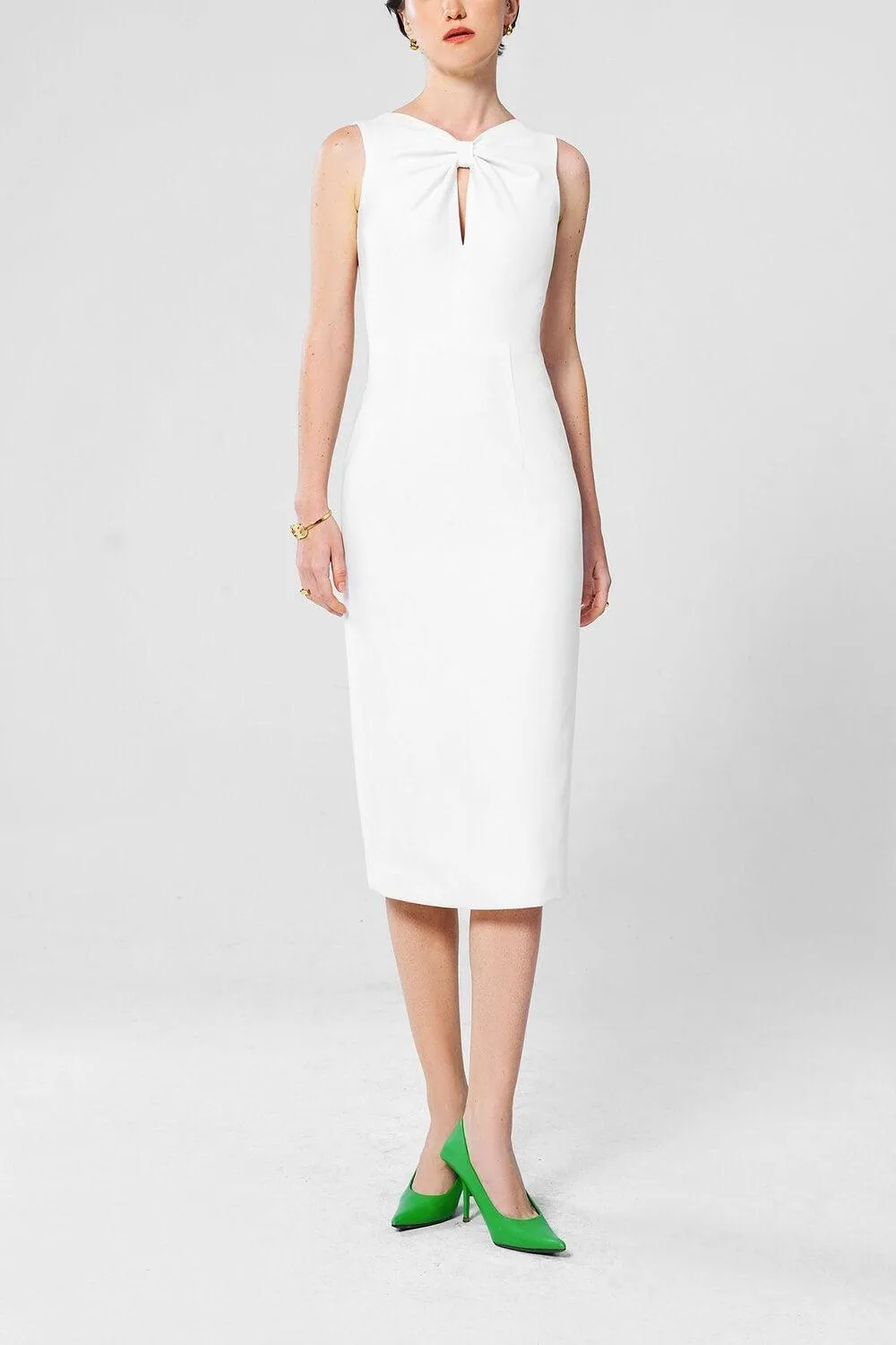 Rebel Pencil Bow Tie Crepe Midi Dress