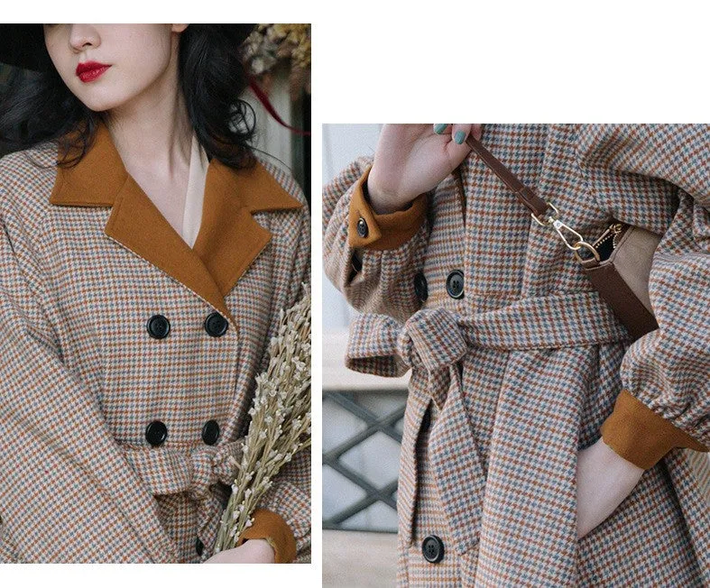 Retro Parisian Contrast Color Trench Coat