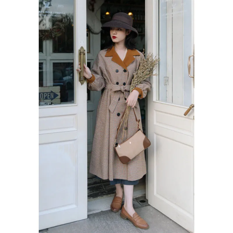 Retro Parisian Contrast Color Trench Coat