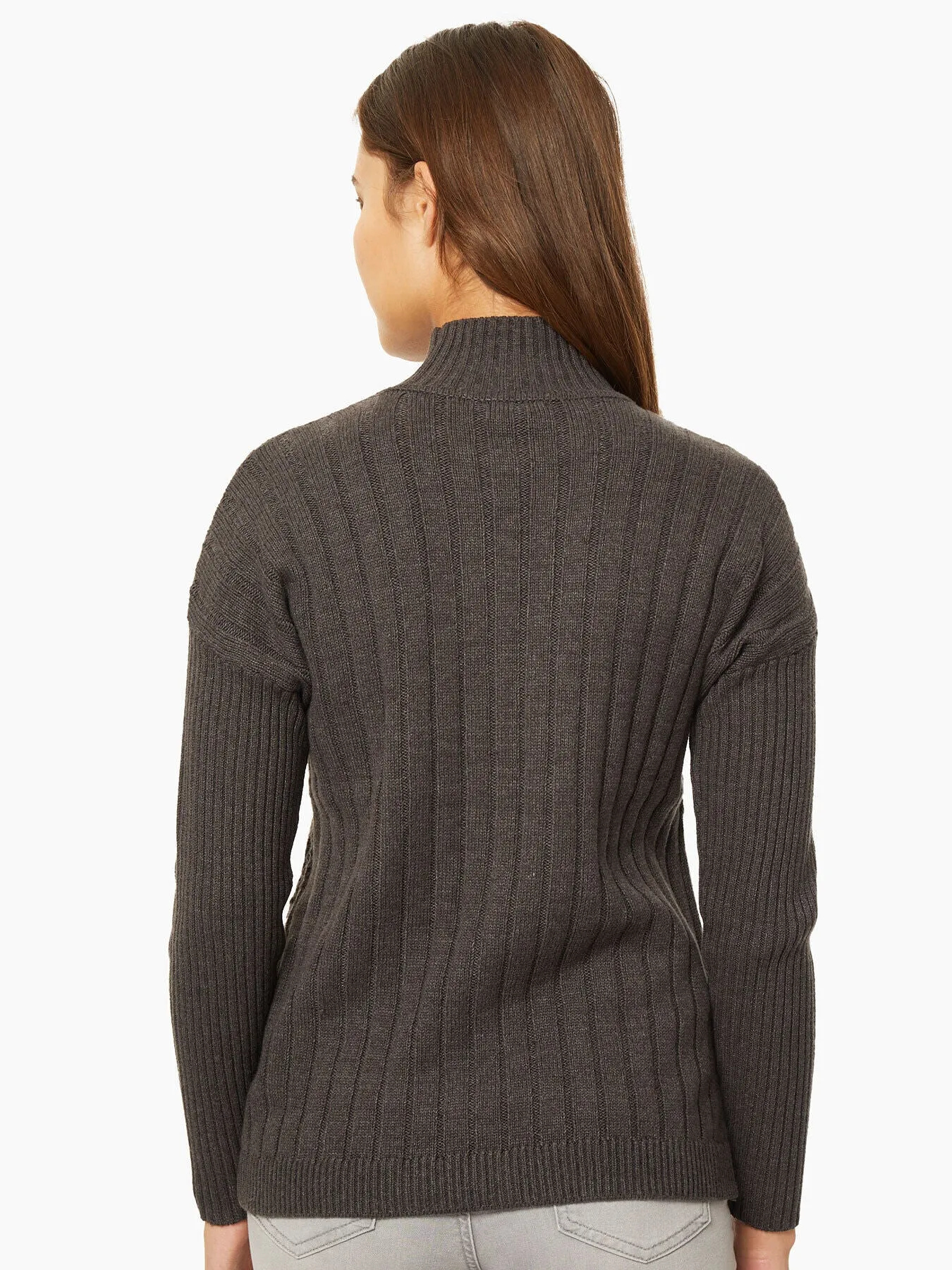 Reverse Jersey Multi-Stitch Mock Neck Sweater