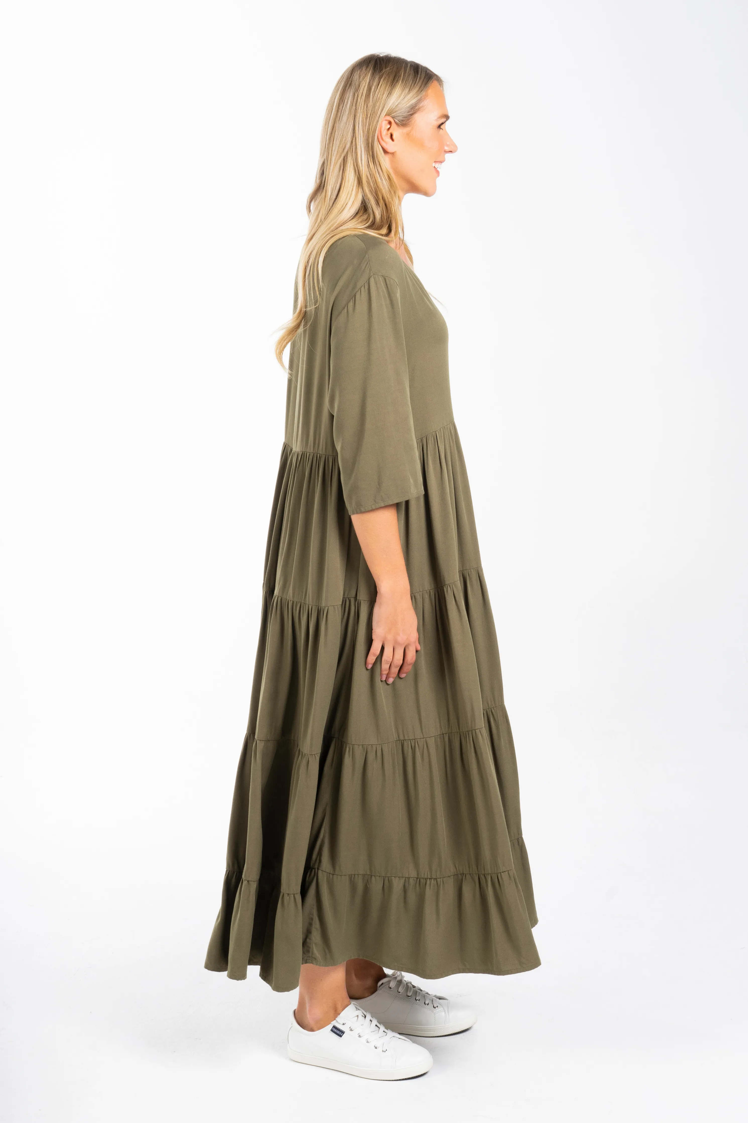 Ruffle Dress | Khaki | FINAL SALE