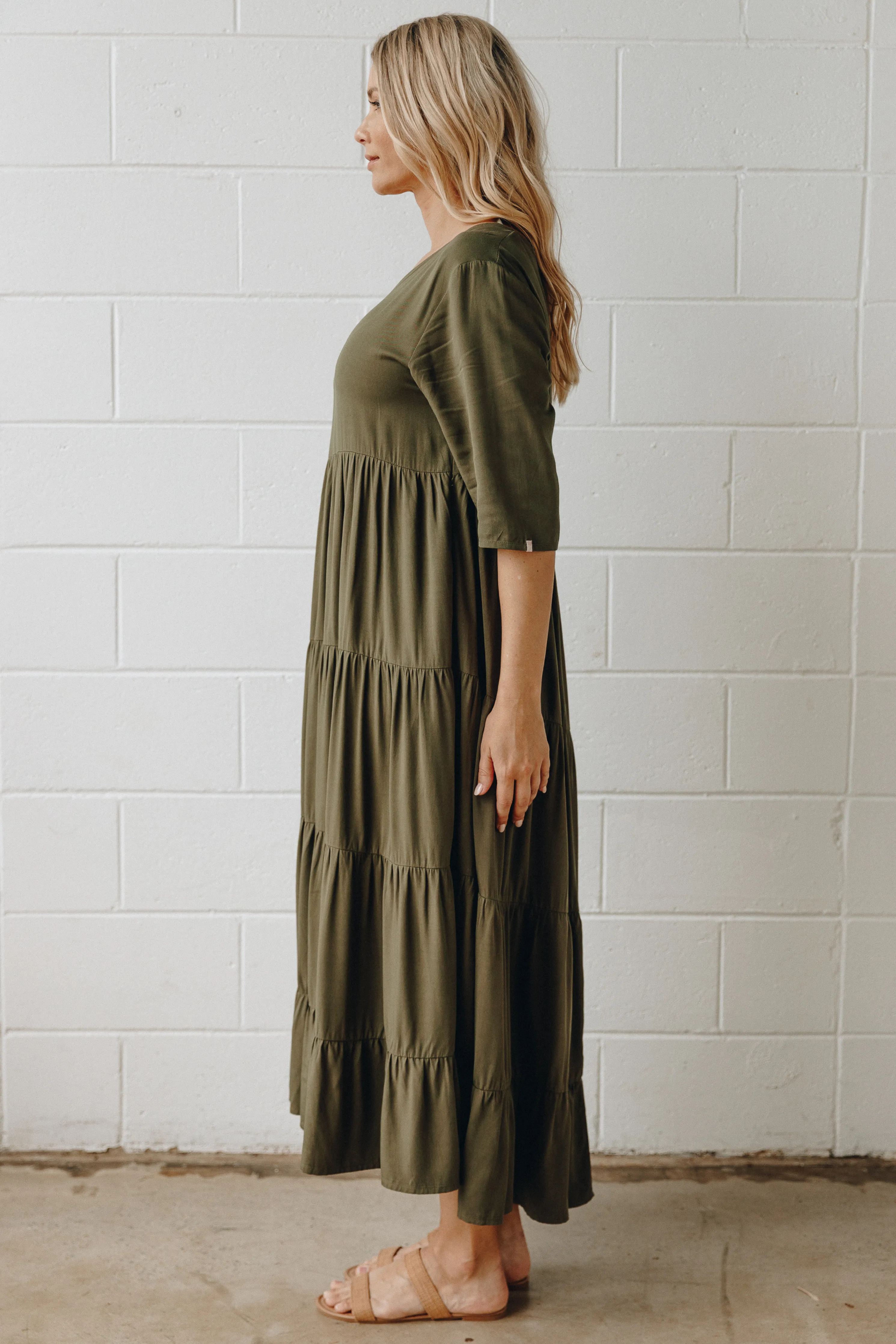 Ruffle Dress | Khaki | FINAL SALE