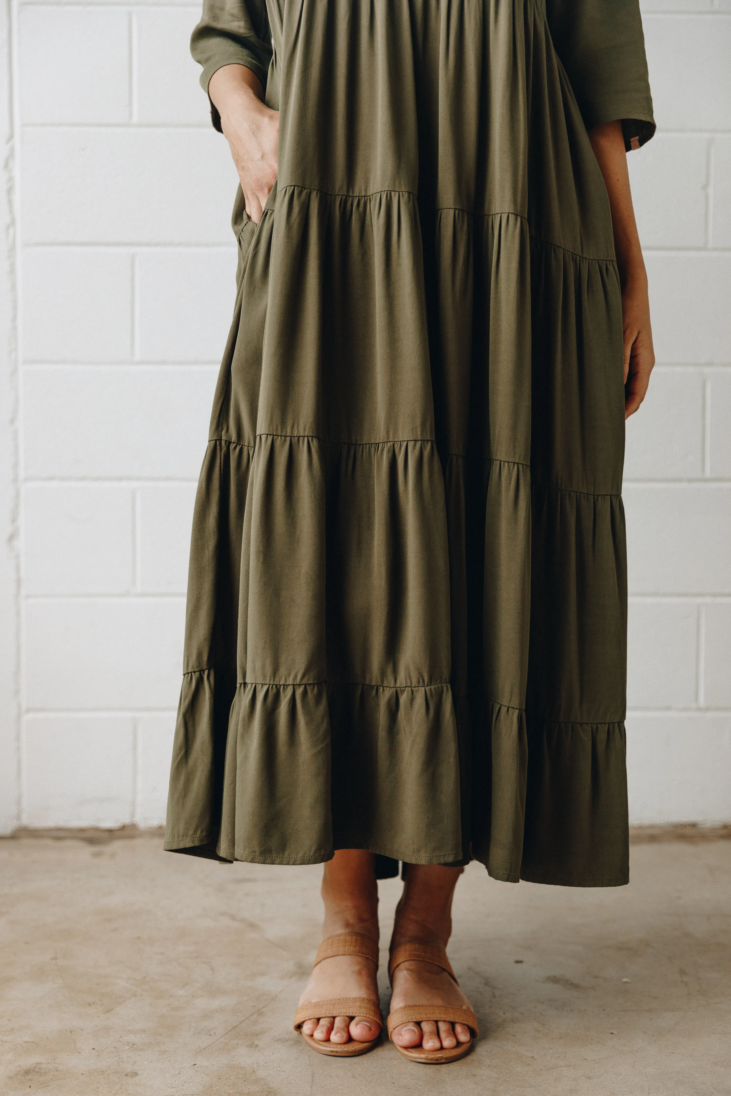 Ruffle Dress | Khaki | FINAL SALE