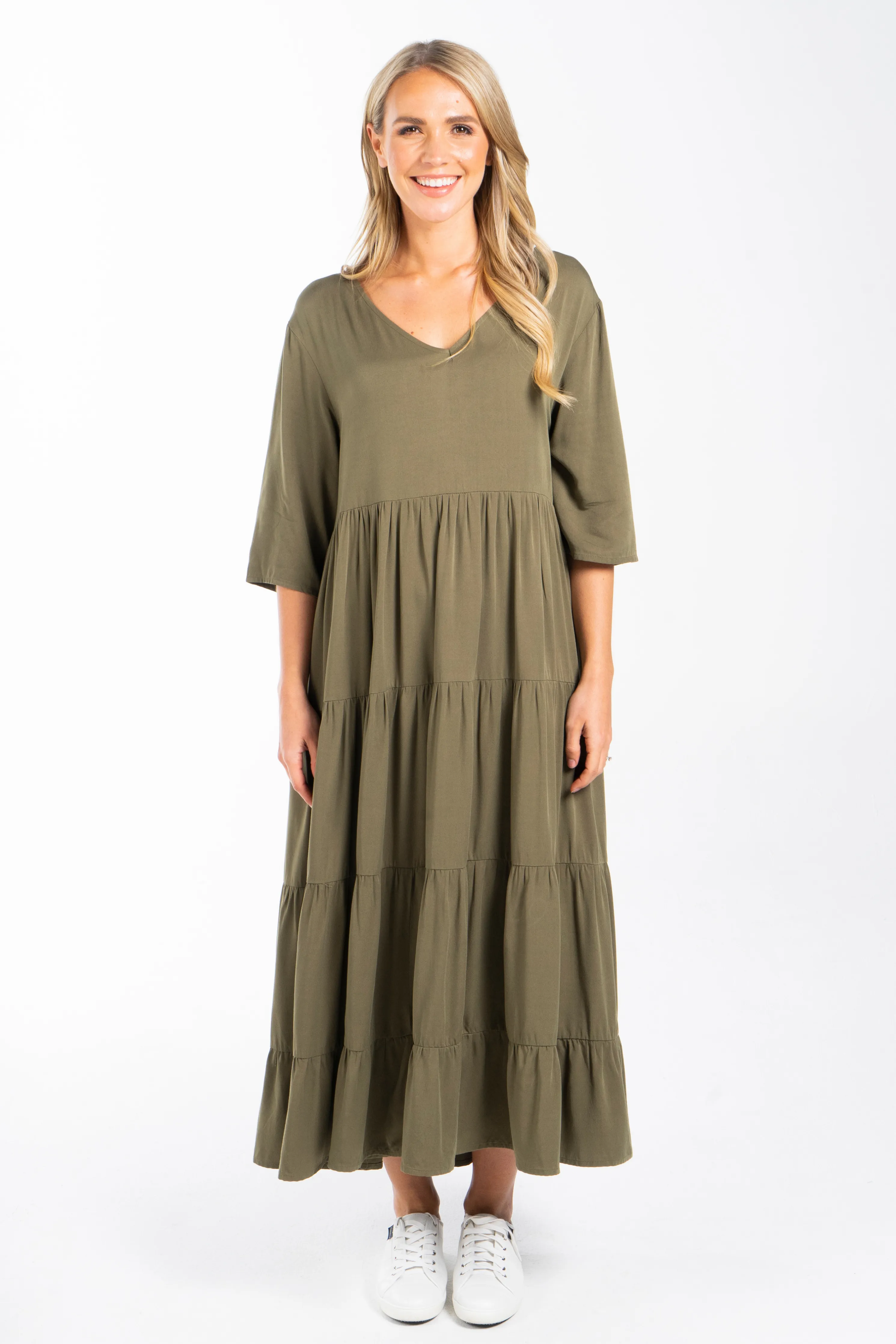 Ruffle Dress | Khaki | FINAL SALE